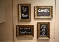 Various sizes of Ornate Gold Frame Chalk Boards with sign writing